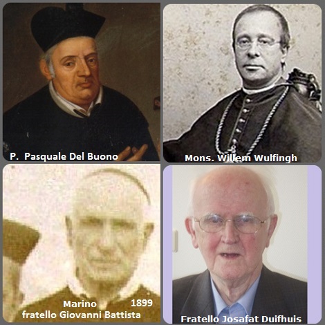 Tra i 39 defunti di oggi 5 aprile, di cui 5 italiani l’immagine mostra 3 Redentoristi: gli italiani P. Pasquale Del Buono (1782-1842); fratello Giovanni Battista Marino (1822-1901) e gli olandesi P. Willem Wulfingh (1839-1906) vescovo del Suriname e Fratello Petrus-Josafat Duifhuis (1923-2013).