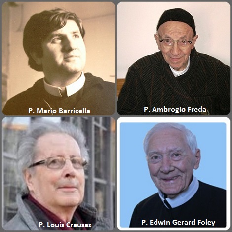 La seconda immagine mostra gli italiani: P. Mario Barricella (1944-1975), morto tragicamente nell'incidente del pullman che si recava a Roma per l'Anno Santo; P. Ambrogio Freda (1909-2004); lo svizzero P. Louis Crausaz (1927-2012) e l'americano P. Edwin Gerard Foley (1921-2012).