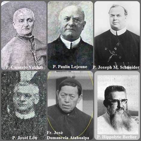 Tra i 36 defunti di oggi 22 settembre, di cui 2 italiani, l’immagine mostra 6 Redentoristi: l’italiano P. Carmelo Valenti (1798-1882), vescovo di Mazara del Vallo in Sicilia; il belga P. Paulin Lejeune (1851-1928); l’americano P. Joseph M. Schneider (1872-1942), l’austriaco P. Josef Löw (1893-1962); il fratello ecadoregno Basilio-Josè Dumancela Atahualpa (1891-1978) ritiratosi a Pagani e il francese P. Hippolyte Berlier (1919-1992) vescovo di Niamey, Niger.