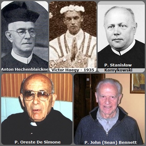 Tra i 35 defunti di oggi 28 settembre, di cui uno italiano, l’immagine mostra 5 Redentoristi: l’austriaco P. Anton Hechenblaickner (1880-1965); il francese P. Victor Haegy (1910-1989) fotografato nel giorno della sua prima messa nel 1935; il polacco P. Stanisław Kamykowski (1931-2012); l’italiano P. Oreste De Simone (1914-2012) e l’irlandese P. John (Sean) Bennett (1944-2013).