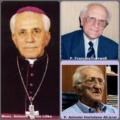Seconda immagine, 3 Redentoristi: il ce slovacco Mons. Antonín Václav Liška (1924-2003) vescovo di Budweis nella Repubblica Ceca; il francese P. François Durrwell (1912-2005) e lo spagnolo P. Antonio Hortelano Alcázar (1921-2009).