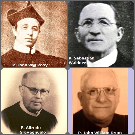 Tra i 47 defunti di oggi 6 novembre, di cui 2 italiani, l’immagine mostra 4 Redentoristi: l’olandese P. Joan van Rooy (1830-1871); l’austriaco P. Sebastian Waldner (1865-1938); l’italiano P. Alfredo Gravagnuolo (1897-1973) e l’americano P. John William Drum (1927-2004).