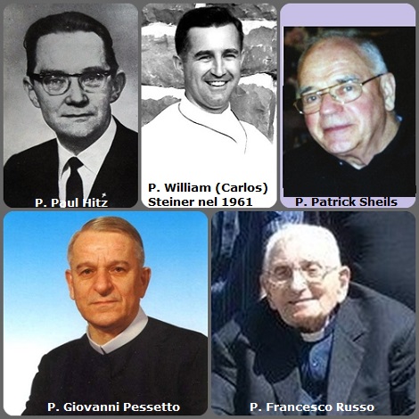 Tra i 35 defunti di oggi 17 novembre, di cui 5 italiani, l’immagine mostra 5 Redentoristi: gli italiani P. Giovanni Pessetto (1927-1997) e P. Francesco Russo (1921-2010); lo svizzeo P. Paul Hitz (1915-1974); l’americano P. William(Carlos) Steiner (1927-2011), missionario in Brasile e l’irlandese P. Patrick Sheils (1924-2012).