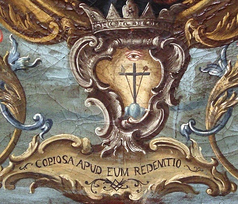 Lo stemma redentorista nella chiesa redentorista di S. Angelo a Cupolo. Qui fu a lungo rettore il P. Raimondo Ariola, nativo di Marigliano (NA), e che morì a Pagani, dove si trovava per il Capitolo Generale.