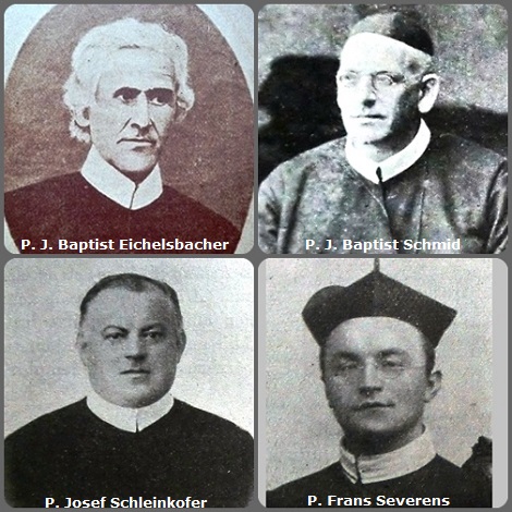 Tra i 38 defunti di oggi 8 gennaio di cui 5 italiani,due immagini mostrano 8 Redentoristi. Prima immagine 4 Redentoristi: i bavarese P. J. Baptist Eichelsbacher (1820-1889), P. J. Baptist Schmid (1866-1926)e P. Josef Schleinkofer (1853-1928); l’olandese P. Frans Severens (1862-1925).