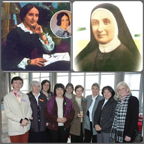 La fondatrice delle Oblate del Santissimo Redentore, Maria Antonia della Misericordia e un gruppo di Oblate del SS. Redentore oggi.