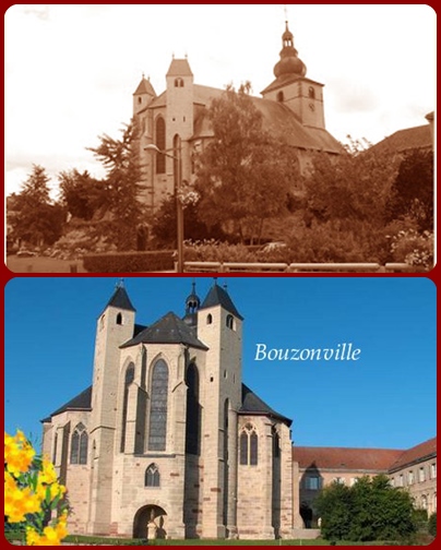 Nessuna immagine del redentorista P. Joseph Glaser, 1898-1932 – Francia, Provincia di Strasburgo, morto a 34 anni. La foto mostra la chiesa del paese natale Bouzonville ieri e oggi.