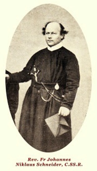 Il redentorista P. John Schneider, 1821-1873, Borussia, Provincia Flandrica Nel 1865 dal Padre Generale fu inviato negli gli Stati Uniti, dove insegnò teologia morale agli studenti redentoristi. Morì a New Orleans nel 1873, a 51 anni.